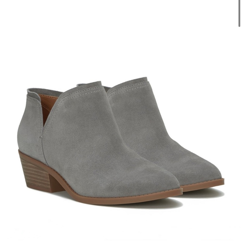 Lucky Brand women’s gray grey Ferolia suede bootie online exclusive 7.5 38 7 1/2